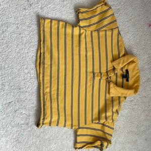 Cropped, collared tee button up.